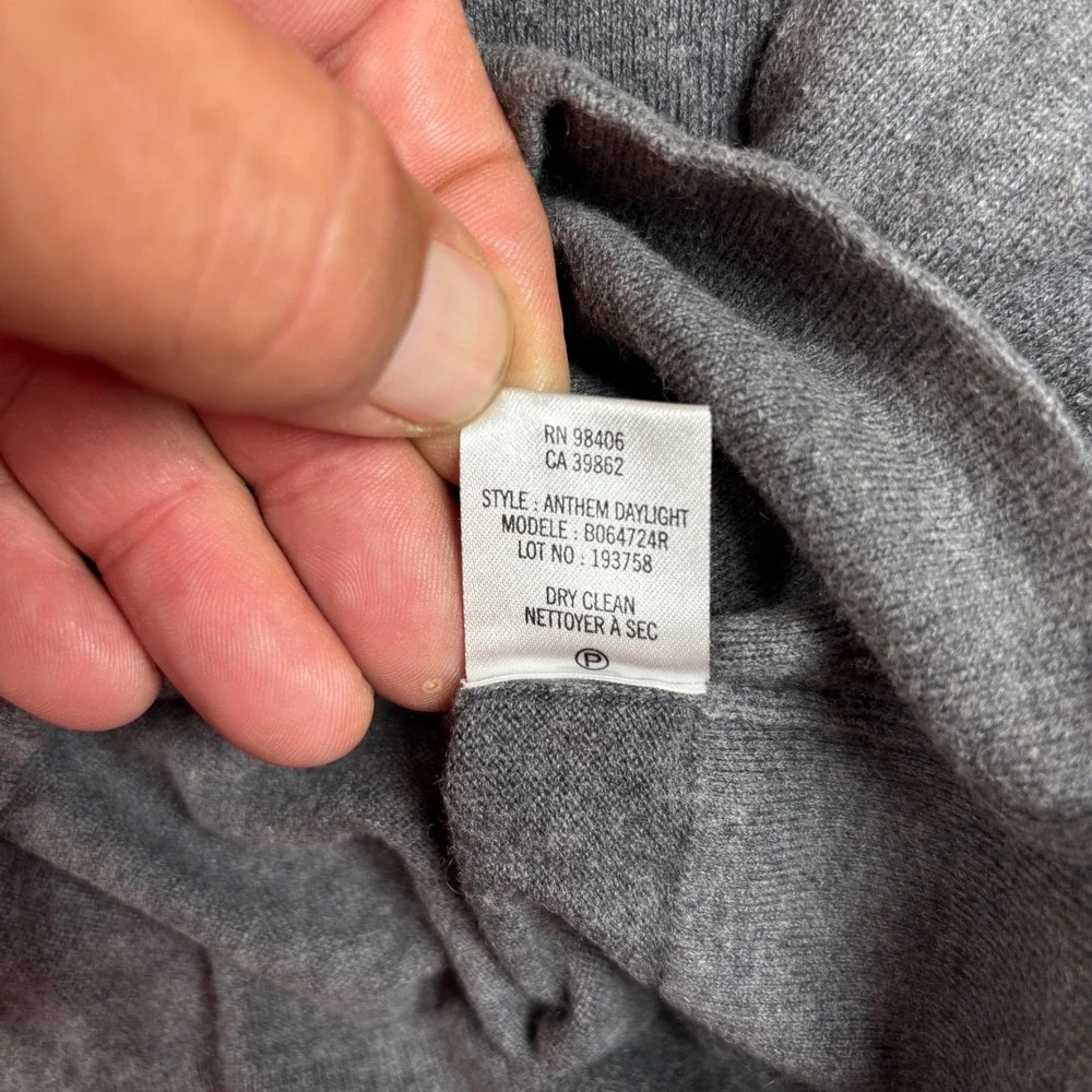 Theory Mens Full Zip Sweater S Gray Anthem Daylight Cashmere Blend Quiet Luxury